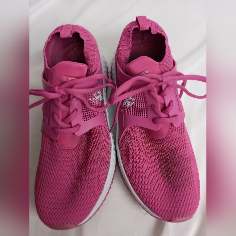 U.S. Polo‎ Assn. Barbiecore Pink Sneakers Lightweight Knit Design (#5)